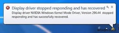 NVIDIA 커널 모드 드라이버가 응답을 중지하고 복구되었습니다. 