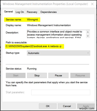 Windows Management Instrumentation 오류 1083 수정 