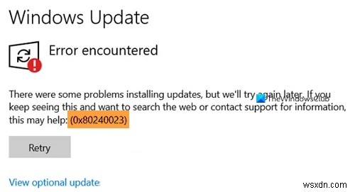 Windows 11/10에서 Windows 업데이트 오류 0x80240023 수정 