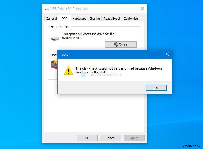 Windows에서 디스크에 액세스할 수 없기 때문에 디스크 검사를 수행할 수 없습니다. 