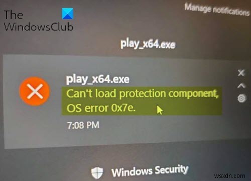 Windows 11/10에서 보호 구성 요소를 로드할 수 없음, OS 오류 0x7e 수정 