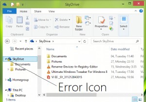 Windows 파일 탐색기의 OneDrive 느낌표 오류 아이콘 