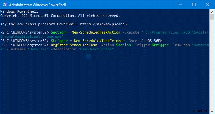 PowerShell을 사용하여 Windows 11/10에서 예약된 작업을 삭제하거나 만드는 방법 