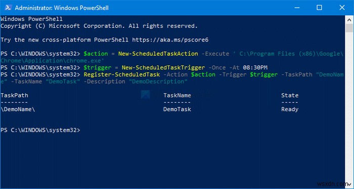 PowerShell을 사용하여 Windows 11/10에서 예약된 작업을 삭제하거나 만드는 방법 