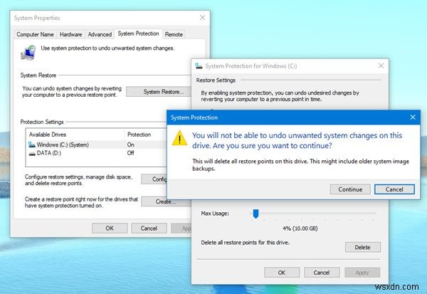 Windows 11/10에서 시스템 복원 지점 및 이전 버전의 파일을 삭제하는 방법 