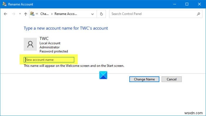 Windows 11/10에서 사용자 계정 이름을 변경하는 방법 