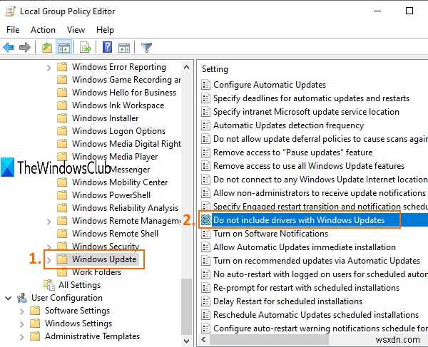 레지스트리 또는 그룹 정책 편집기를 사용하여 Windows 품질 업데이트를 통해 드라이버 업데이트 차단 
