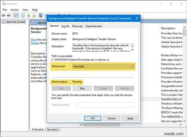 Windows가 로컬 컴퓨터에서 Windows 업데이트 서비스를 시작할 수 없습니다. 