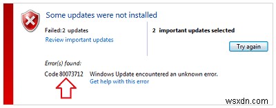 수정:Windows 업데이트 오류 0x80070020 또는 0x80073712 