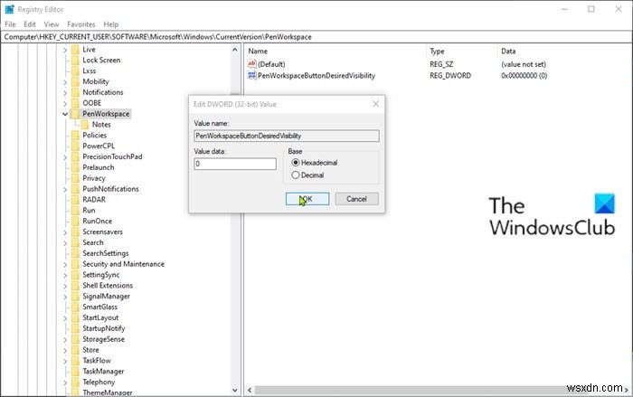 Windows 10의 작업 표시줄에서 Windows Ink 작업 영역 버튼을 숨기거나 표시하는 방법 