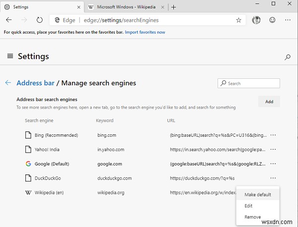 새로운 Microsoft Edge Chromium 브라우저에서 기본 검색 엔진을 변경하는 방법 