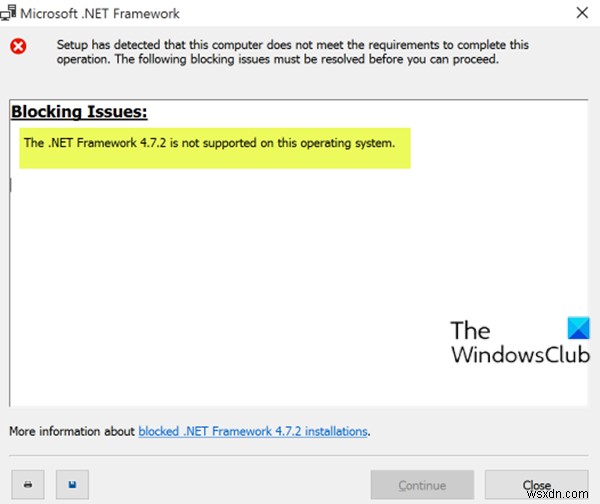 .NET Framework는 이 운영 체제에서 지원되지 않습니다. 