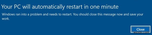 Windows 11/10에서 1분 메시지가 표시되면 PC가 자동으로 다시 시작됩니다. 