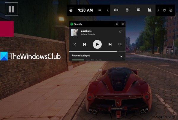 Windows zpc의 Xbox Game Bar를 통해 PC 게임에서 Spotify를 사용하는 방법 