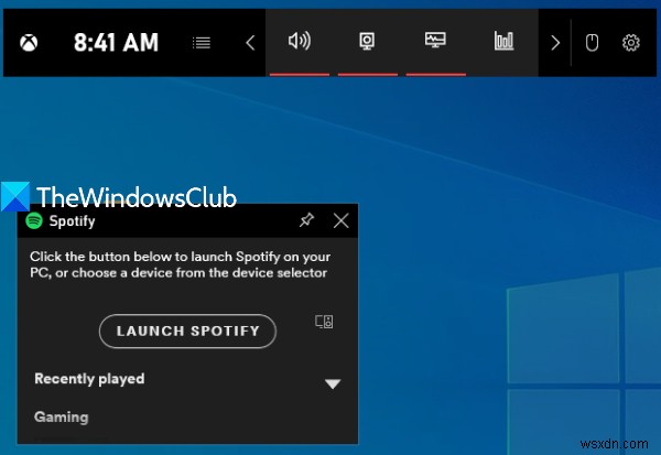 Windows zpc의 Xbox Game Bar를 통해 PC 게임에서 Spotify를 사용하는 방법 