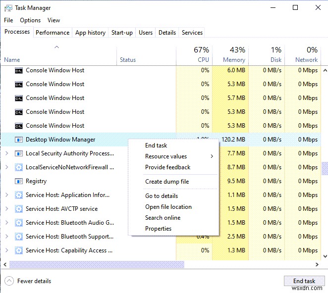 Windows 파일 탐색기 또는 기타 응용 프로그램의 상단 부분을 덮는 흰색 막대 