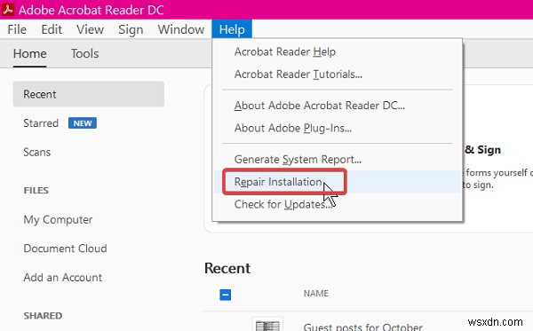 PDF를 열거나 읽거나 저장할 때 Adobe Reader 오류 109 수정 