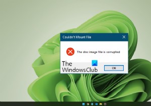 파일을 마운트할 수 없습니다. Windows 11/10에서 디스크 이미지 파일이 손상되었습니다. 