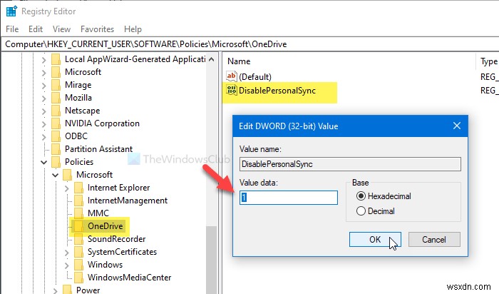 사용자가 개인 OneDrive 계정을 동기화하지 못하도록 하는 방법 