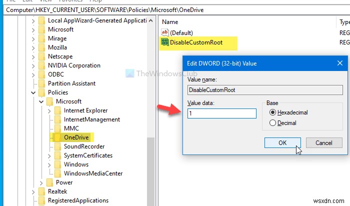 사용자가 OneDrive 폴더 위치를 변경하지 못하도록 하는 방법 