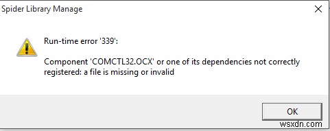 Comctl32.ocx 파일이 없거나 올바르게 등록되지 않았거나 잘못된 오류 수정 