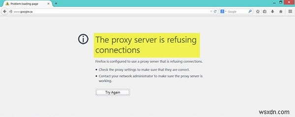 Firefox 또는 Chrome에서 프록시 서버가 연결을 거부함 오류 
