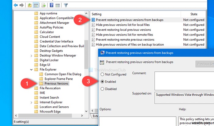 Windows 10의 백업에서 이전 버전의 파일 복원을 방지하는 방법 