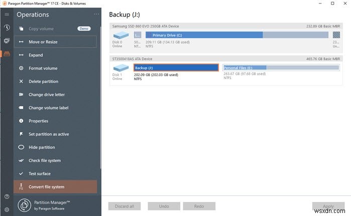 Paragon Partition Manager 무료 버전:Windows 10용 디스크 크기 조정 및 파티셔닝 소프트웨어 