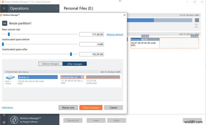 Paragon Partition Manager 무료 버전:Windows 10용 디스크 크기 조정 및 파티셔닝 소프트웨어 