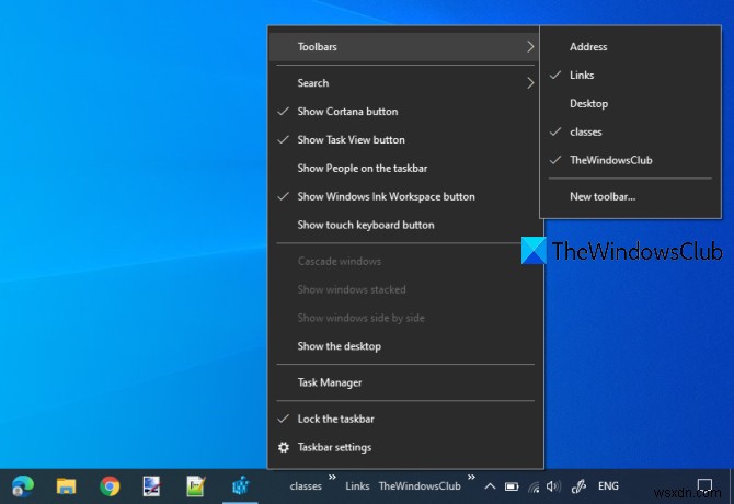Windows 10에서 작업 표시줄 도구 모음을 백업 및 복원하는 방법 