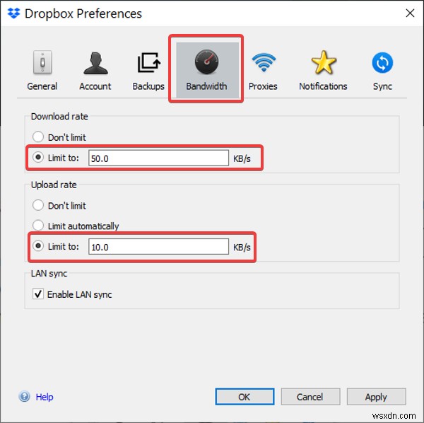 OneDrive 및 Dropbox의 대역폭 사용량을 제한하는 방법 