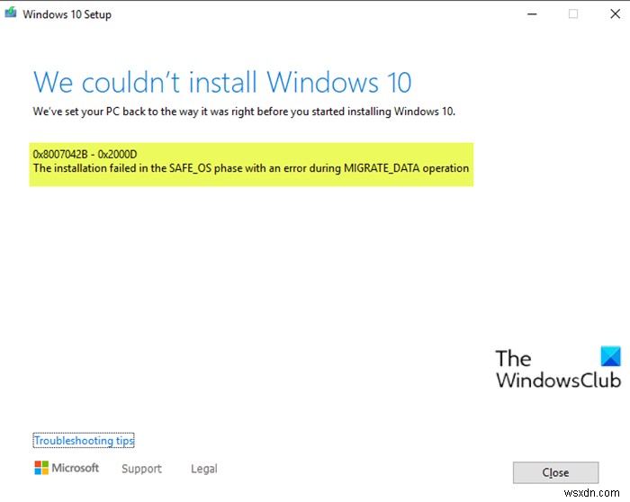 Windows 10 업그레이드 설치 오류 0x8007042B – 0x2000D 수정 