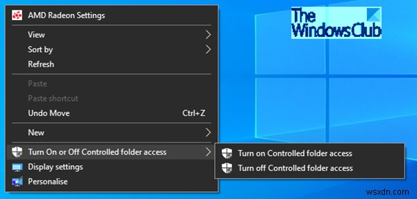 Windows 11/10의 상황에 맞는 메뉴에 제어된 폴더 액세스 명령 추가 