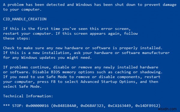 Windows 11/10에서 0x00000016 블루 스크린 오류 수정 