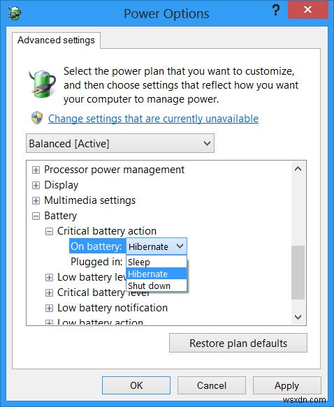 Windows 11/10에서 위험 수준 배터리 작업 및 낮은 수준 배터리 작업 변경 