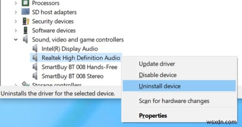 Windows 10에서 HD 오디오 장치에 드라이버 문제가 있습니다. 