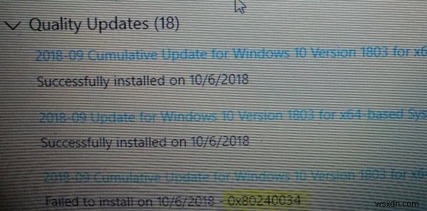 Windows 업데이트가 오류 0x80240034를 설치하지 못했습니다 수정 