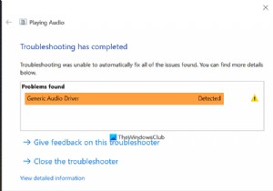 Windows 11/10에서 일반 오디오 드라이버가 감지되었습니다. 