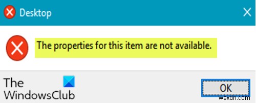 Windows 10에서 이 항목의 속성을 사용할 수 없음 오류 수정 