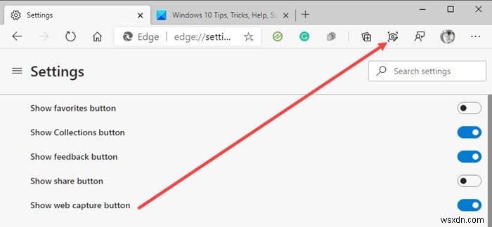 Windows 10의 Microsoft Edge에서 웹 캡처를 사용하는 방법 