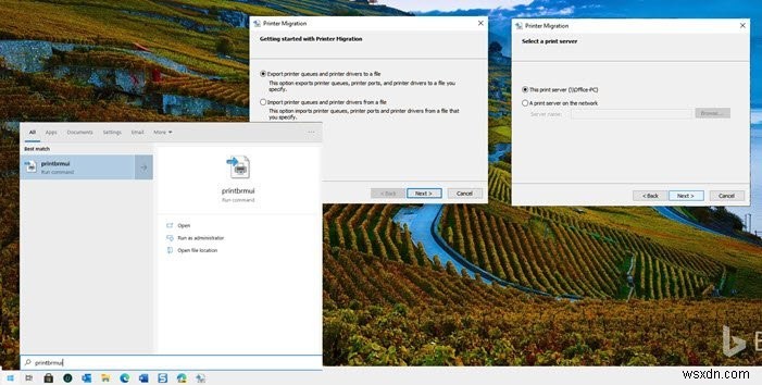 Windows 10에서 프린터 마이그레이션 도구를 사용하여 프린터 드라이버 및 대기열을 백업하는 방법 