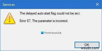 지연된 자동 시작 플래그를 설정할 수 없음 – Windows 서비스 오류 