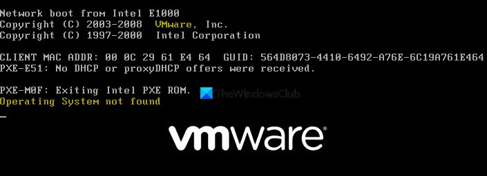 VMware 운영 체제를 찾을 수 없음 부팅 오류 수정 