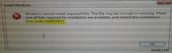 설치, 업데이트 또는 시스템 복원 중 Windows 오류 코드 0x80070017 수정 
