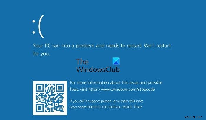 Windows 11/10의 예기치 않은 커널 모드 트랩 오류 