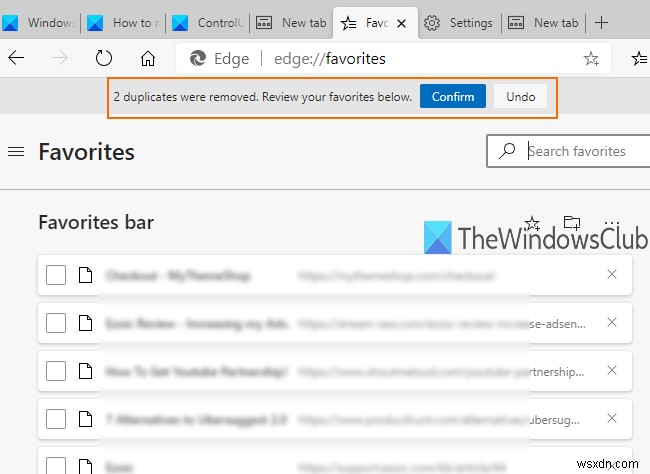 Microsoft Edge 브라우저에서 중복 즐겨찾기를 제거하는 방법 
