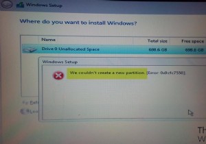 Windows 설치 중 새 파티션 오류를 생성할 수 없습니다. 