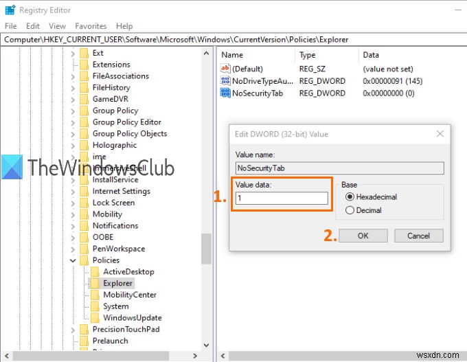 Windows 10의 파일 탐색기에서 보안 탭을 추가하거나 제거하는 방법은 무엇입니까? 