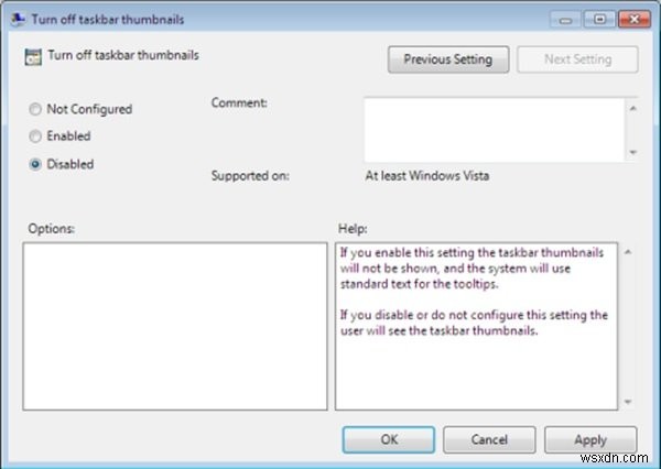 Windows 11/10에서 작업 표시줄 썸네일 미리보기를 활성화 또는 비활성화하는 방법 