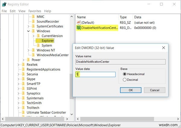 Windows 10에서 알림 및 관리 센터를 비활성화하는 방법 